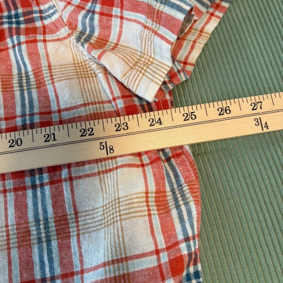 Lucky Brand Plaid Western Snap Shirt Men's XXL Short Sleeve Cotton Linen Blend - Picture 11 of 12